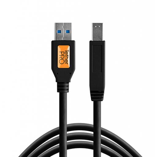TetherPro USB 3.0 to USB Male B 4.6m Cable Black or Orange